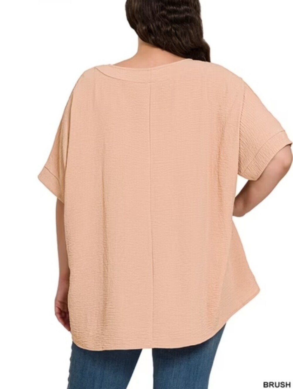 Zenana Outfitters V-Neck Oversized Tunic - Black & Beige - Picture 2 of 5